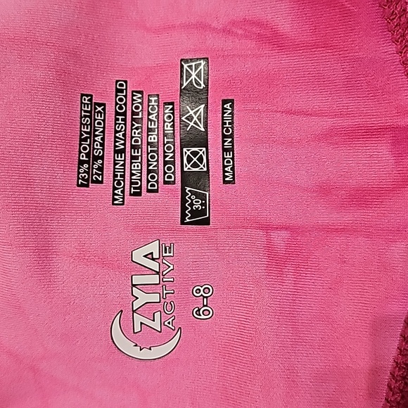 ZYIA Hendrix Mesh Light n Tight Hot Pink Tie Dye Legging Capris Size 6-8 - Picture 6 of 10